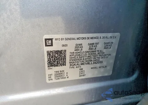 2020 GMC Terrain Sle z USA, uszkodzony, nr VIN 3GKALMEV8LL342055